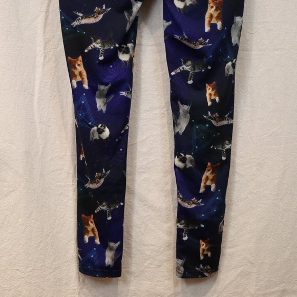 Tipsy Elves Women's Medium Cosmic Cat Leggings - Space Galaxy Kitten Print - Picture 7 of 13